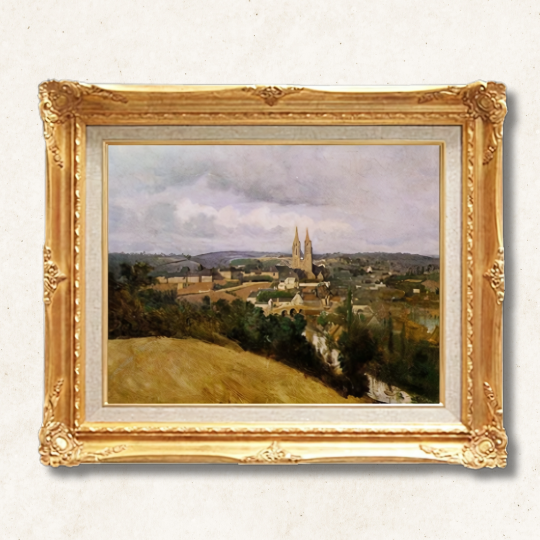 Camille Corot - View of the Town of Saint-Lô  F6 | Premium Hand-Painted Oil Painting - Commodore Club Art