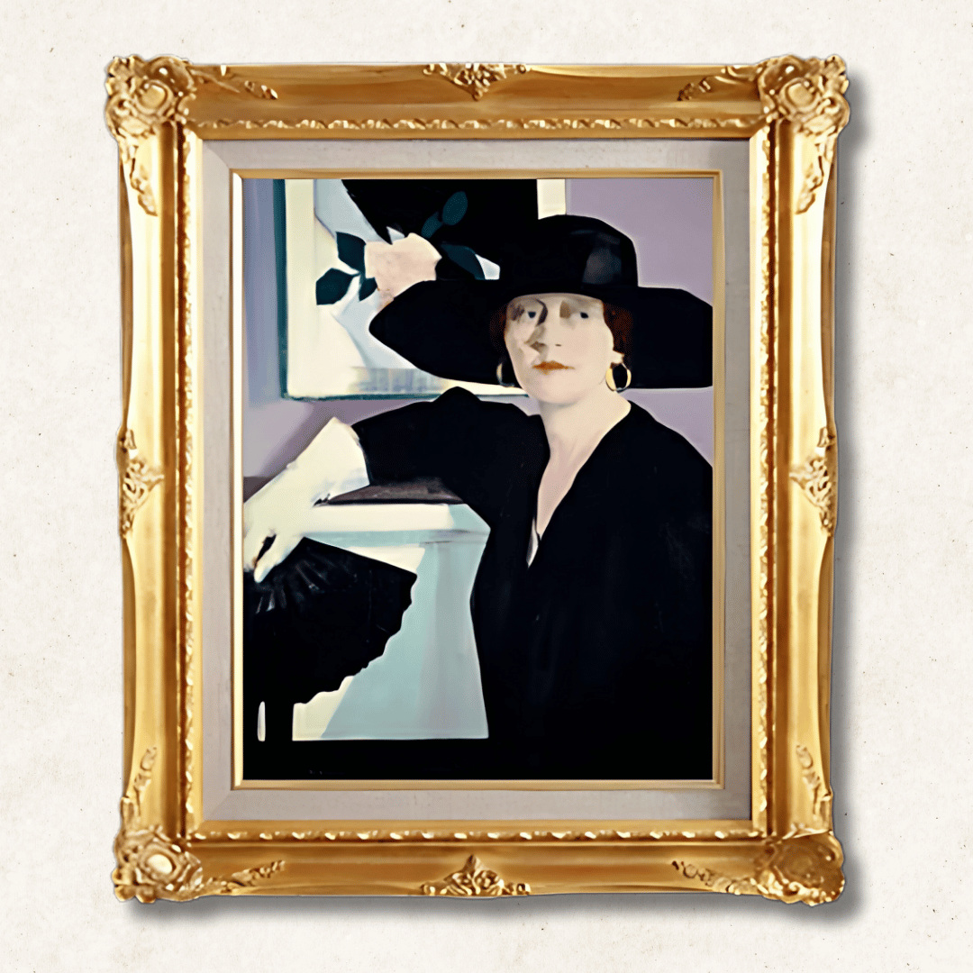 Francis Cadell - Portrait of a Lady in Black F6 | Hand-Painted Oil Painting Framed for Home Decor