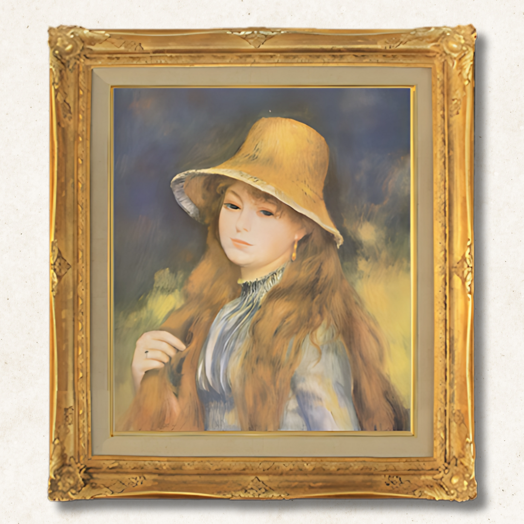 Pierre-Auguste Renoir Young Girl in a Straw Hat F10 | Hand-Painted Oil Painting Framed for Home Decor