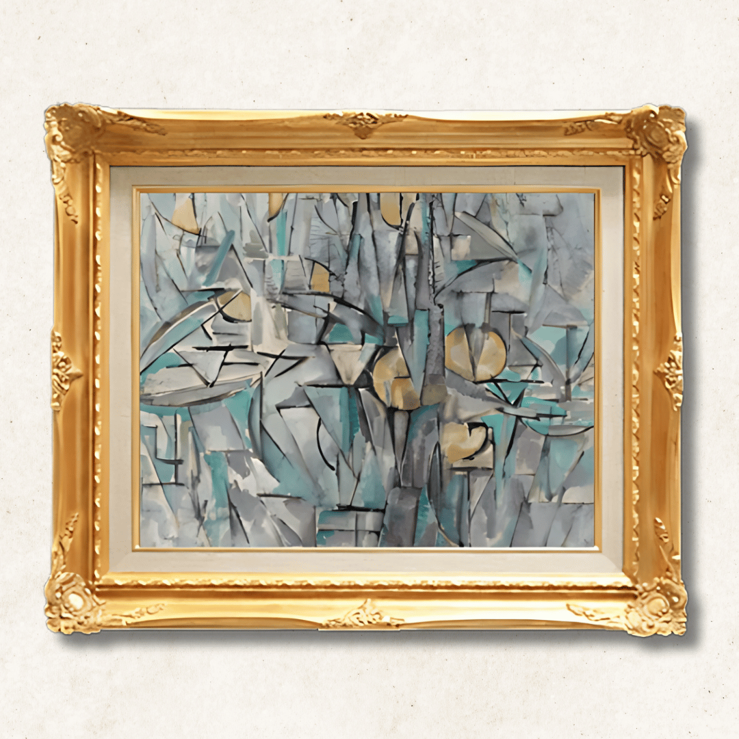 Piet Mondrian - Composition X F6  | Hand-Painted Oil Painting Framed for Home Decor - Commodore Club Art