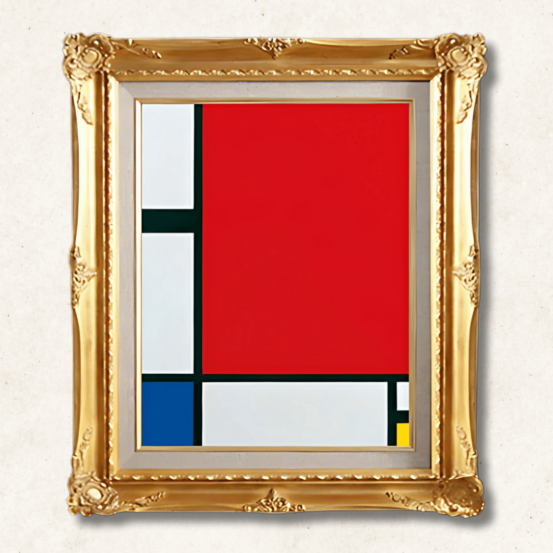 Piet Mondrian - Composition with Red, Blue and Yellow F6  | Hand-Painted Oil Painting Framed for Home Decor - Commodore Club Art