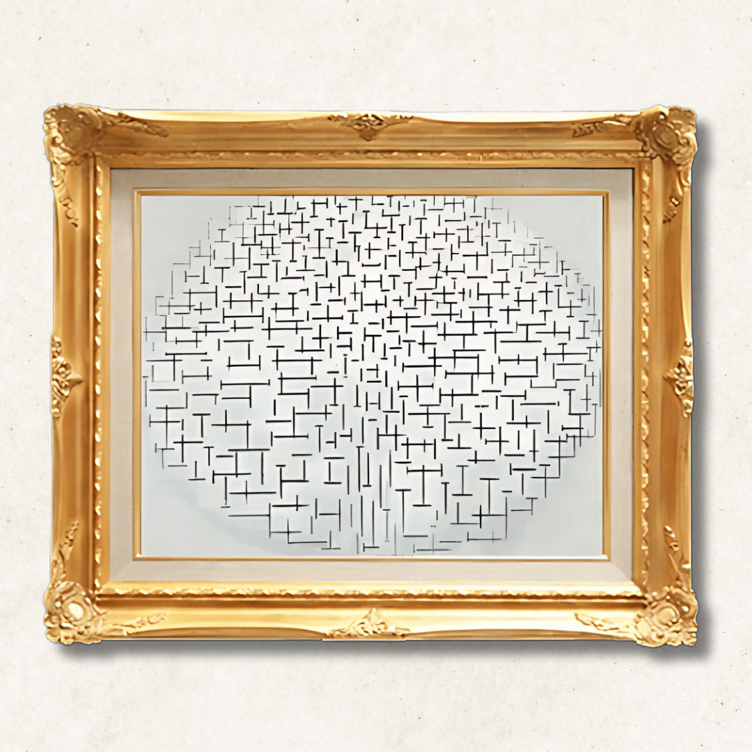 Piet Mondrian - Composition No. 10 F6 | Hand-Painted Oil Painting Framed for Home Decor - Commodore Club Art