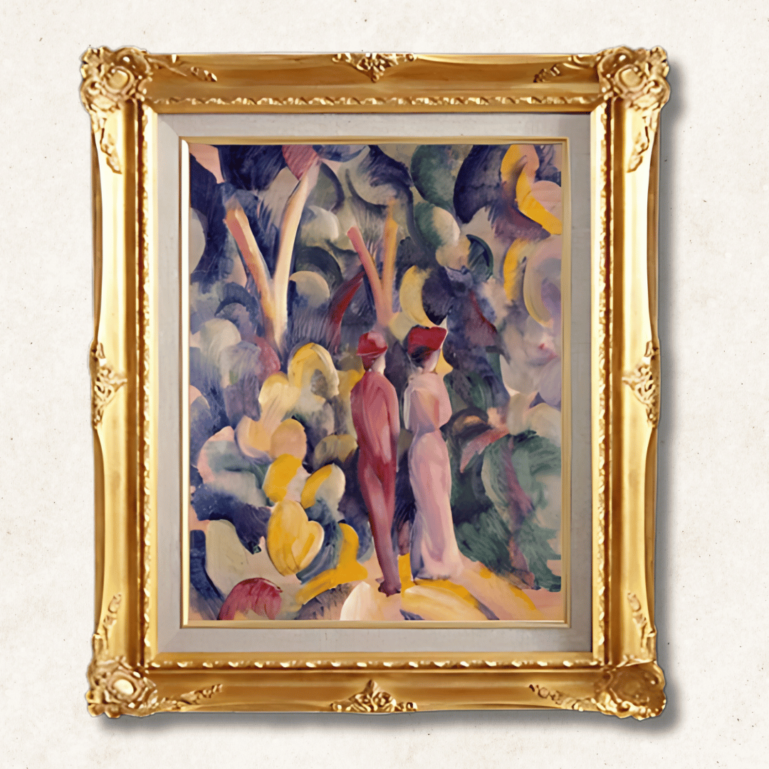 August Macke - Couple on the Forest Track F6 | Hand-Painted Oil Painting Framed for Home Decor