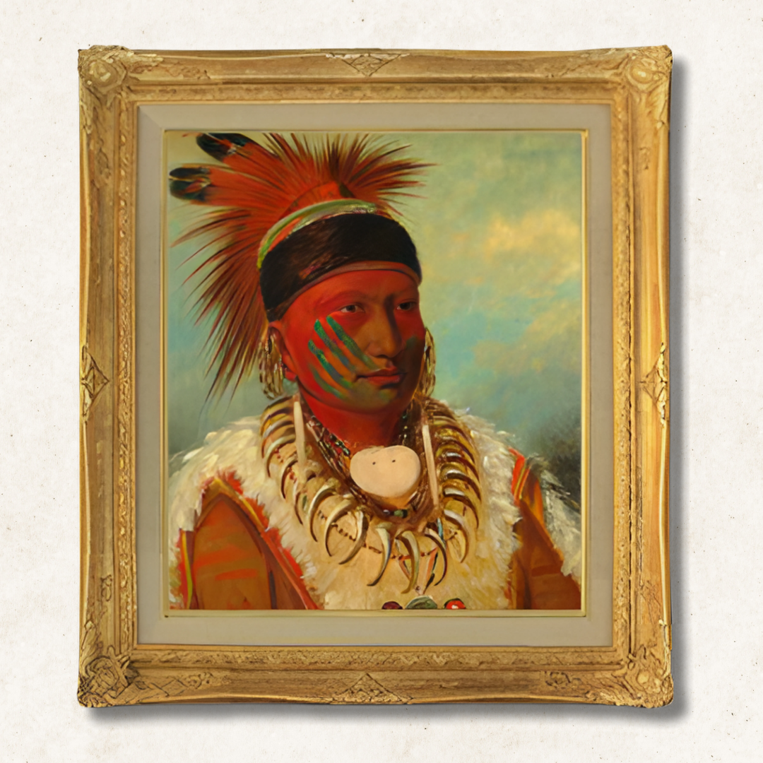 George Catlin - The White Cloud, Head Chief of the Iowas  F10 | Premium Hand-Painted Oil Painting