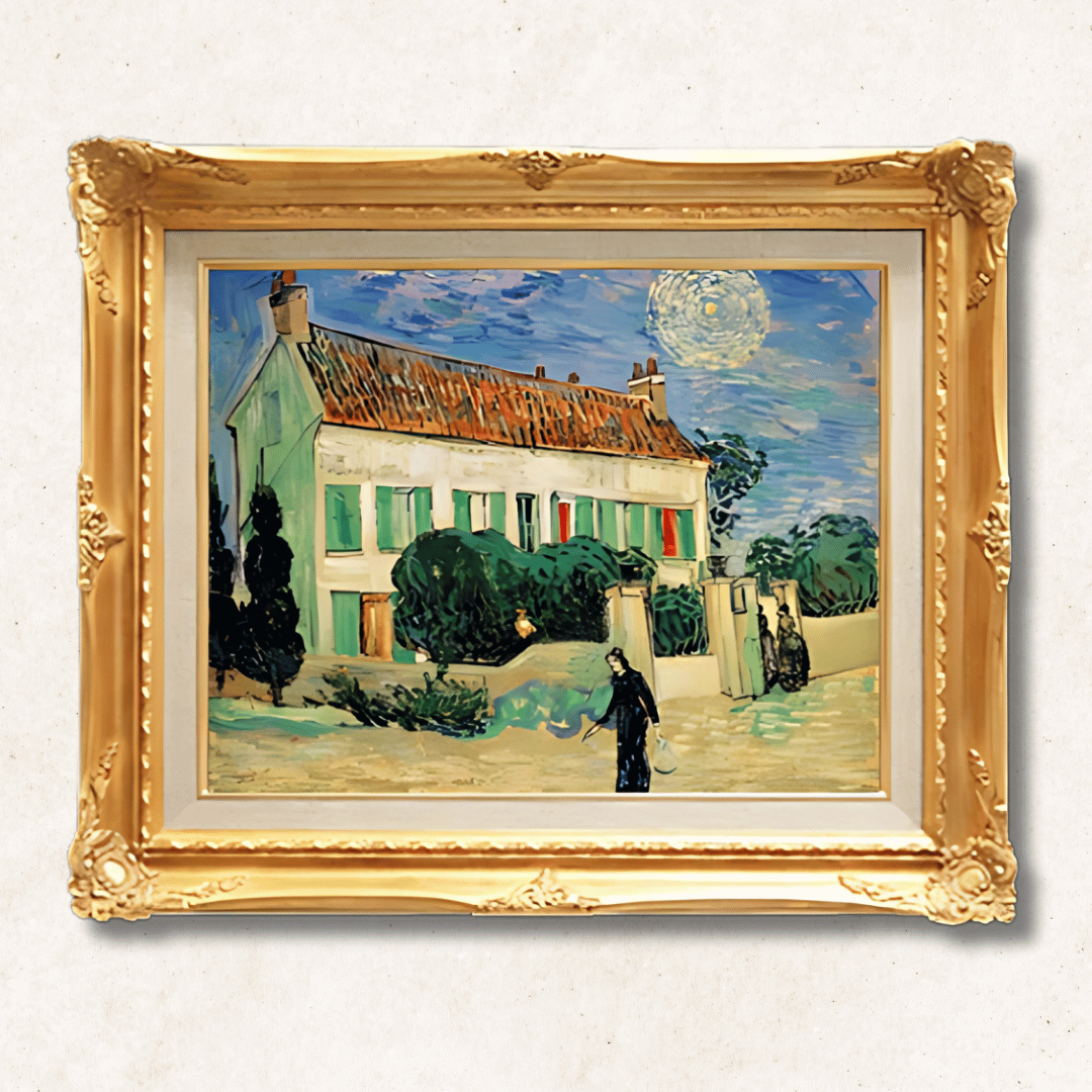 Vincent van Gogh - The White House at Night F6 | Hand-Painted Oil Painting Framed for Home Decor