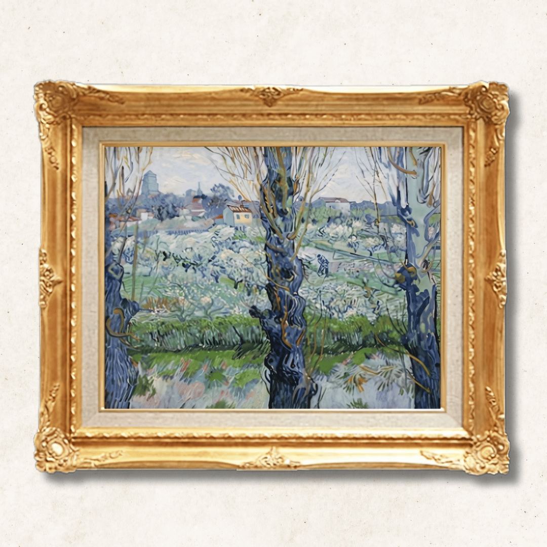 Vincent van Gogh - The Flowering Orchard with a View of Arles  F6 | Hand-Painted Oil Painting Framed for Home Decor