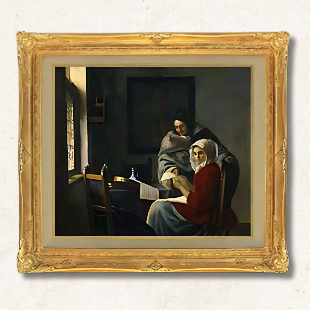 Johannes Vermeer - Girl Interrupted at her Music  F10 | Premium Hand-Painted Oil Painting