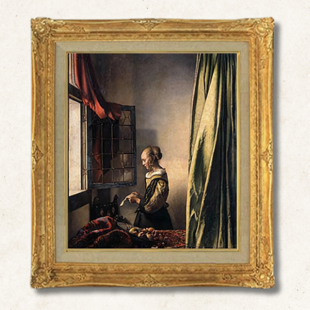 Johannes Vermeer - Girl Reading a Letter at an Open Window（Work before restoration) F10  | Premium Hand-Painted Oil Painting