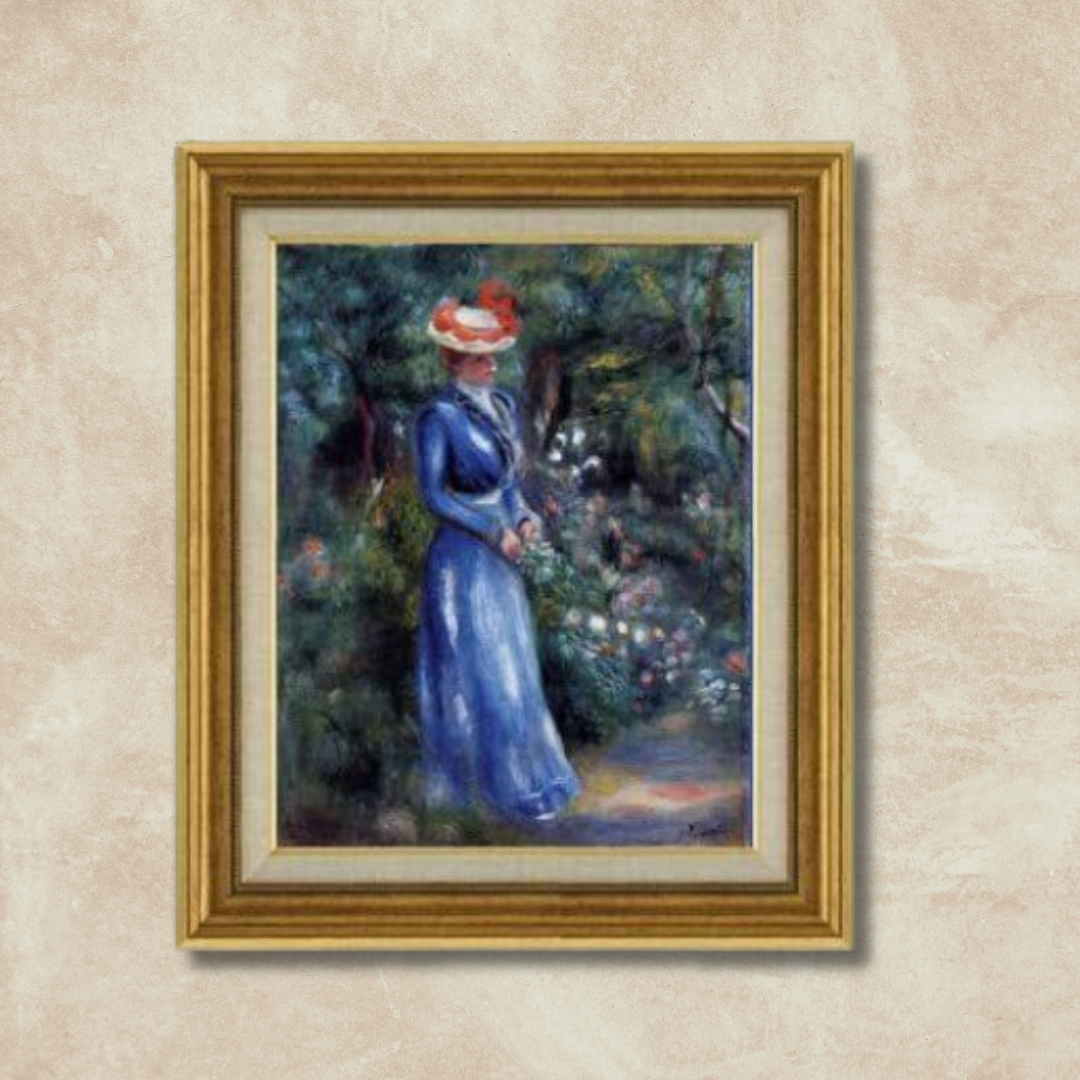 Pierre-Auguste Renoir| Woman In A Blue Dress, Standing In The Garden Of St. Cloud  F6