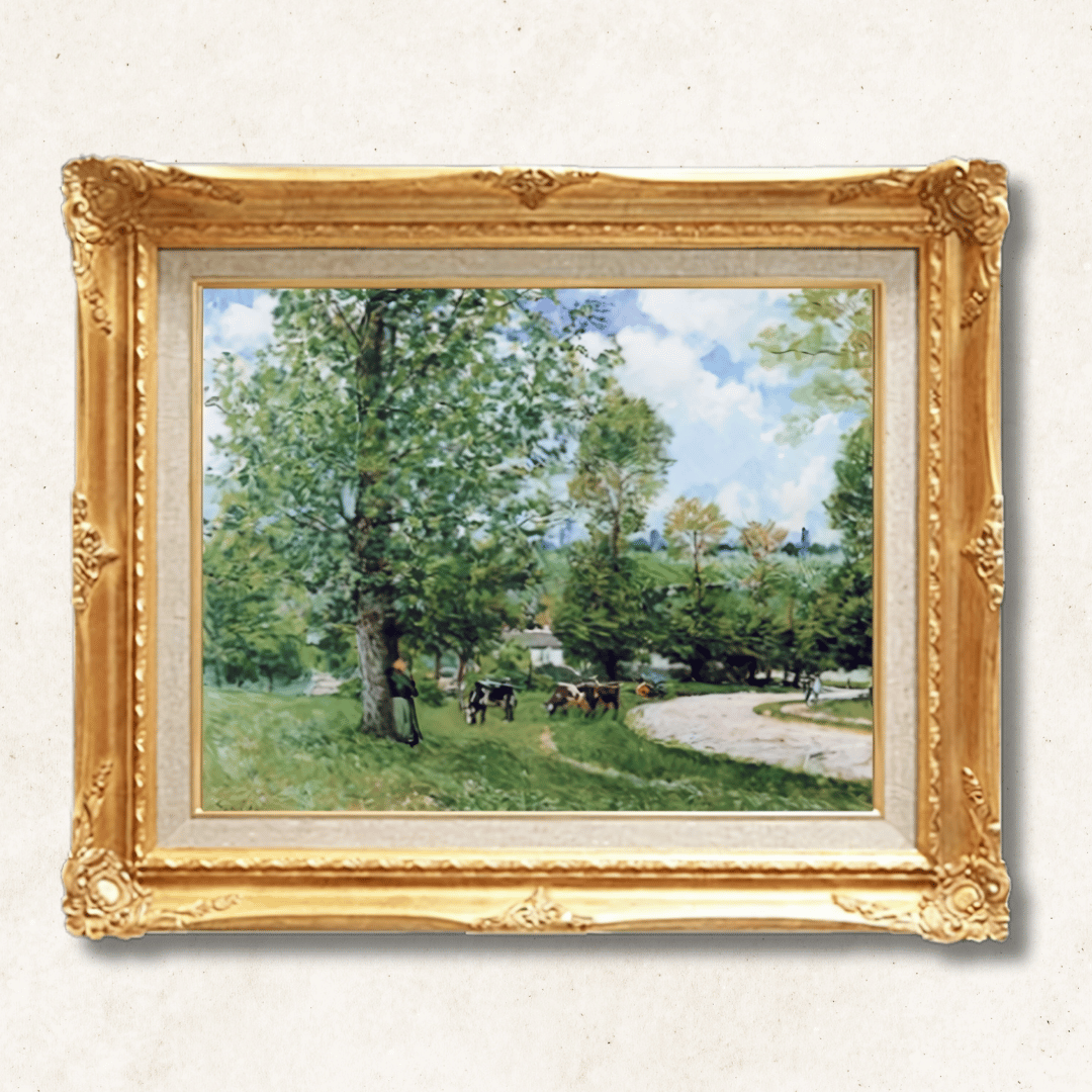 Alfred Sisley - The Cows of Louveciennes  F6 | Hand-Painted Oil Painting Framed for Home Decor