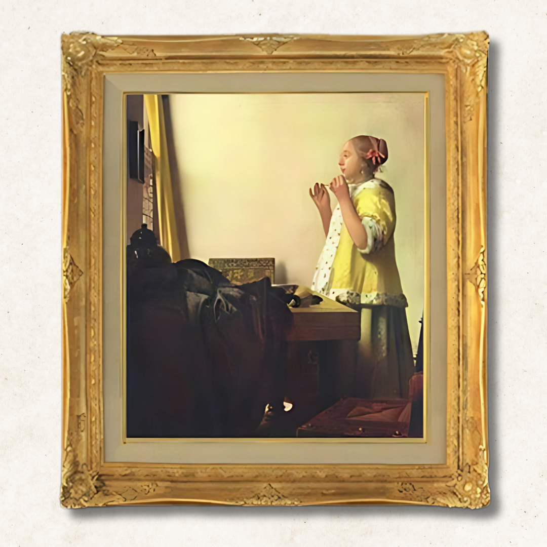 Johannes Vermeer - Woman with a Pearl Necklace  F10 | Premium Hand-Painted Oil Painting