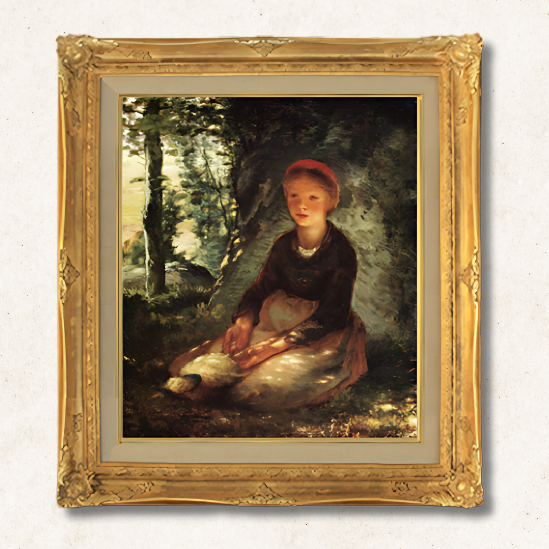 Jean-François Millet - Shepherdess Seated in the Shade  F10 | Hand-Painted Oil Painting Framed for Home Decor