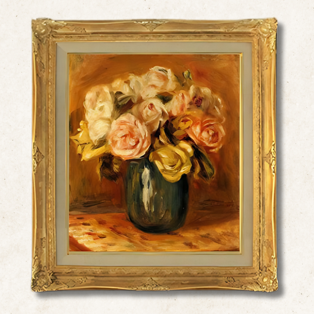 Pierre-Auguste Renoir - Roses in a Blue Vase  F10 | Premium Hand-Painted Oil Painting