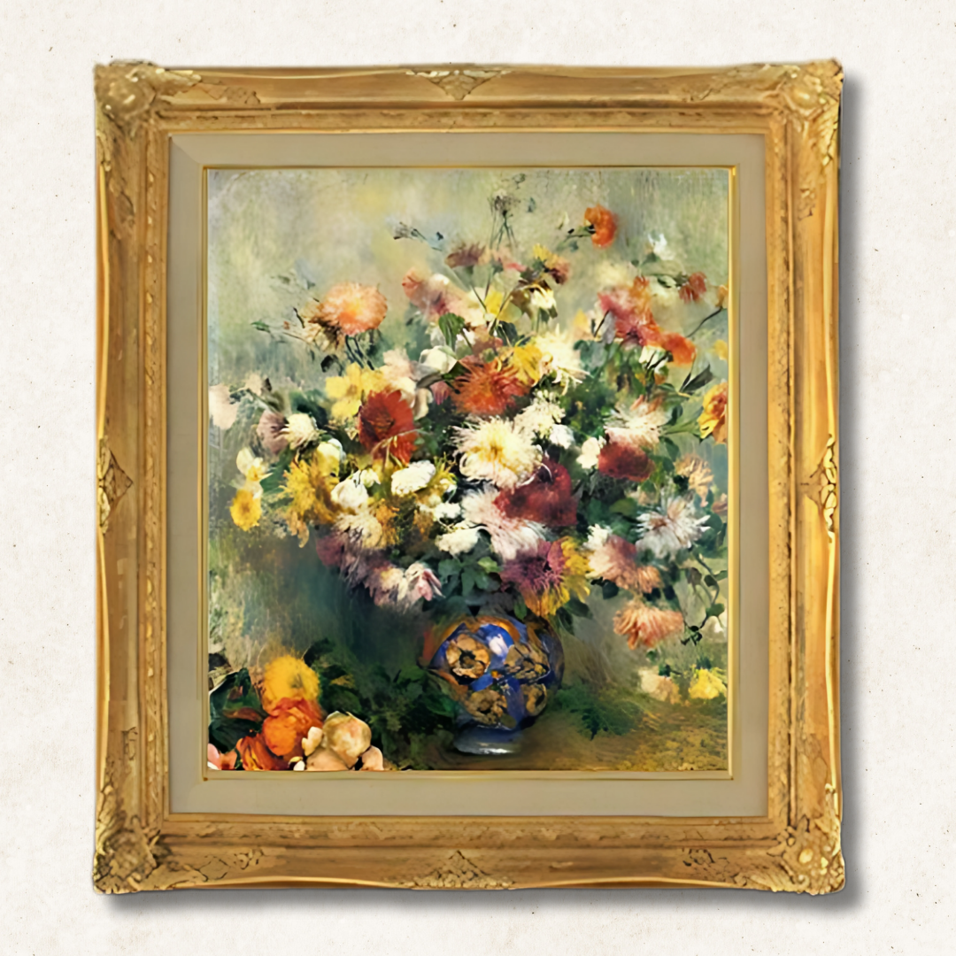 Pierre-Auguste Renoir - Vase of Chrysanthemums  F10 | Premium Hand-Painted Oil Painting