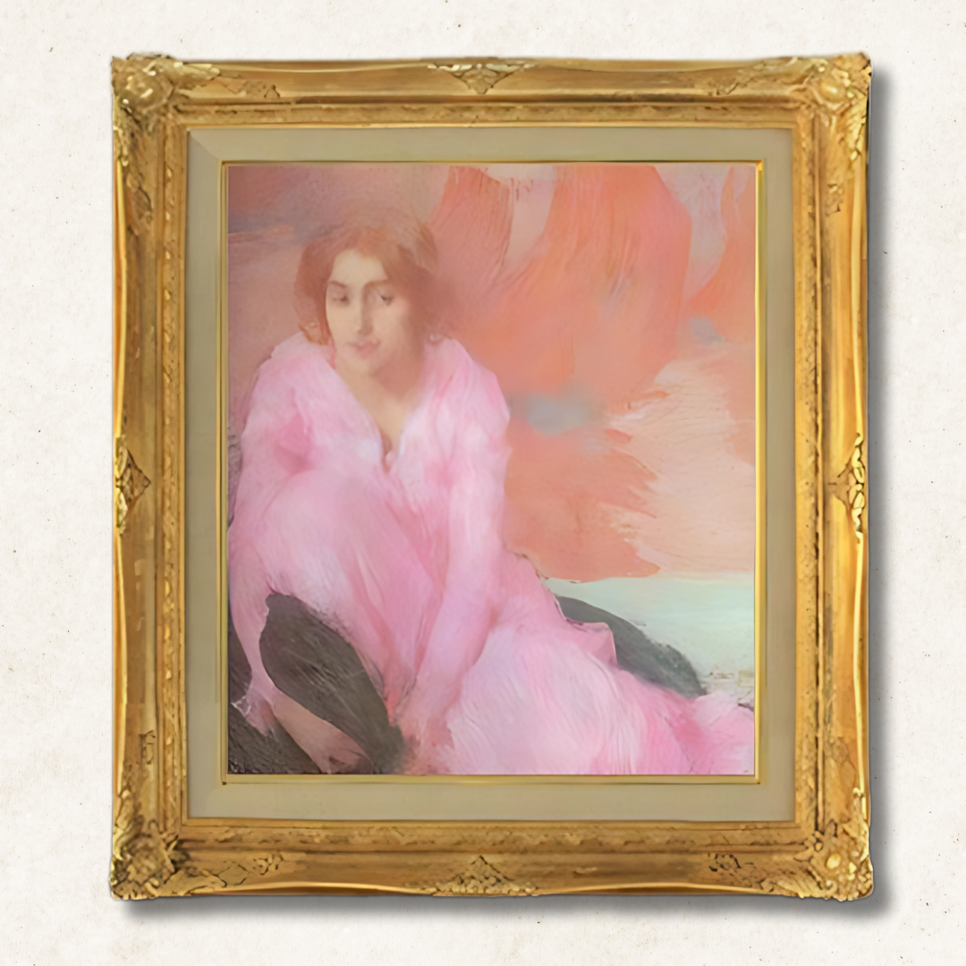 Edmond-Francois Aman-Jean - Woman in Pink Dress F10 | Premium Hand-Painted Oil Painting