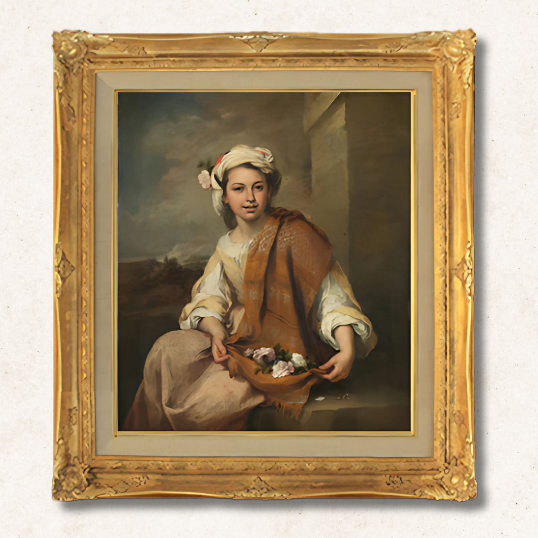 Bartolomé Esteban Murillo - The Flower Girl F10 | Hand-Painted Oil Painting Framed for Home Decor