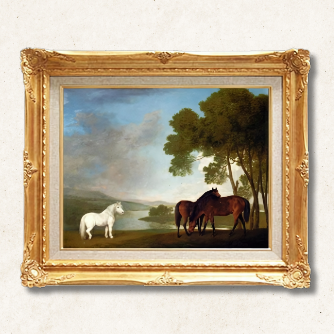 Alice Stappes - Two Bay Mares And A Grey Pony F6 | Premium Hand-Painted Oil Painting - Commodore Club Art