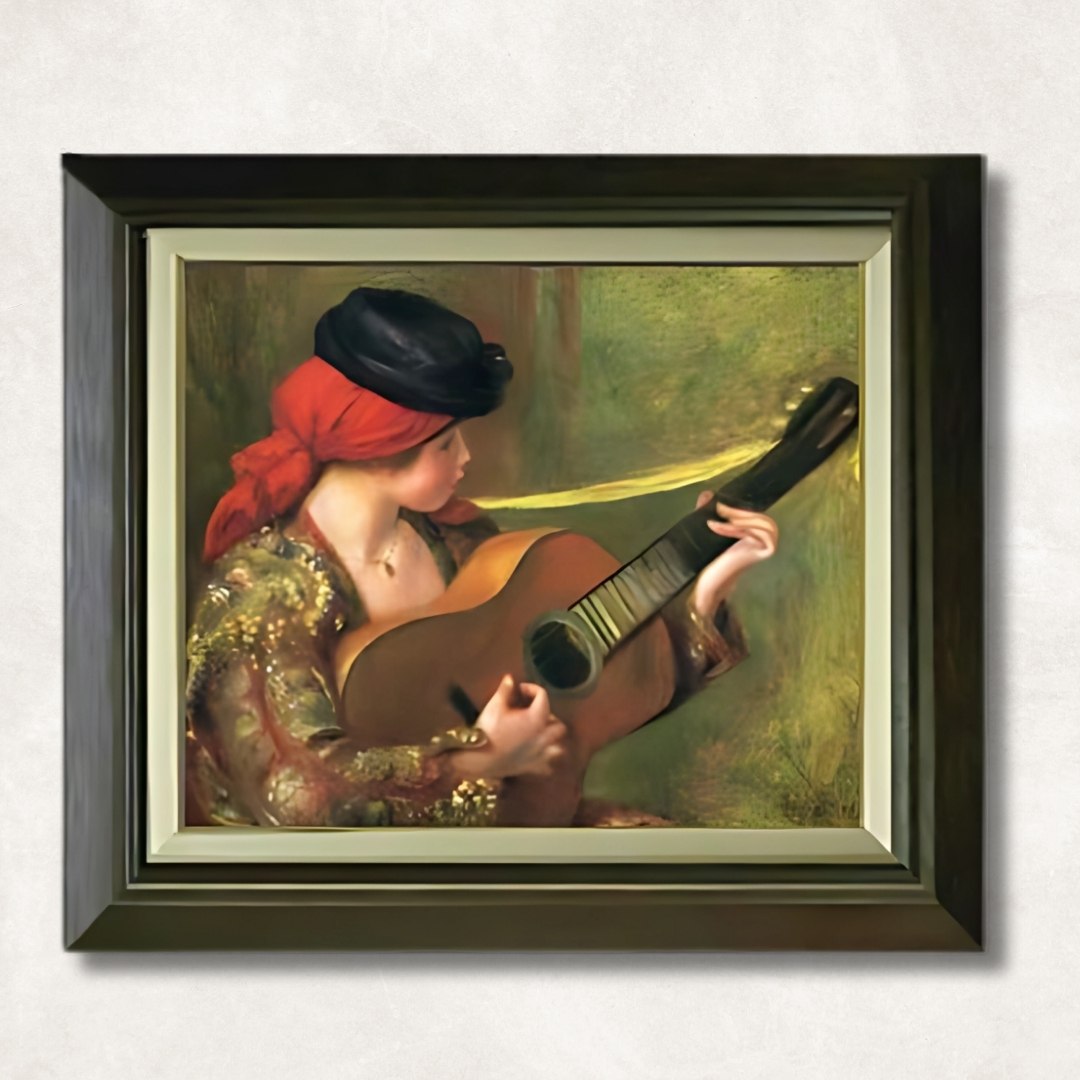 Pierre-Auguste Renoir - The Guitar and the Spanish Woman | Hand-Painted Oil Painting Framed for Home Decor