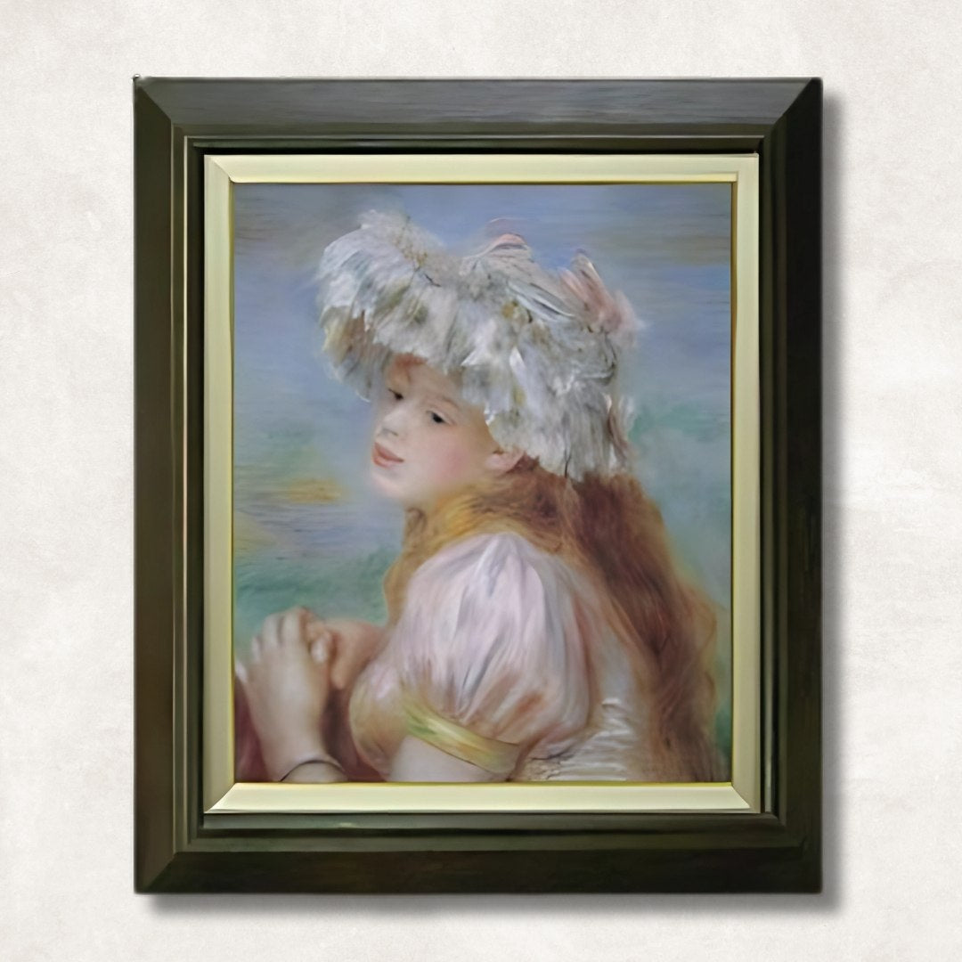 Pierre-Auguste Renoir -   The Girl with the Lace Hat  F8 | Hand-Painted Oil Painting Framed for Home Decor