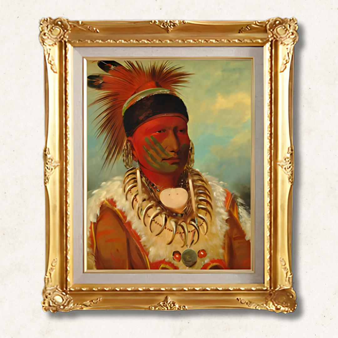 George Catlin - The White Cloud, Head Chief of the Iowas  F6 | Premium Hand-Painted Oil Painting