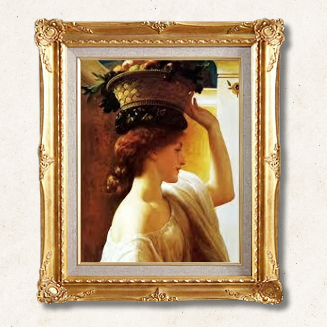 Frederic Leighton - A Girl with a Basket of Fruit  F6 | Premium Hand-Painted Oil Painting - Commodore Club Art