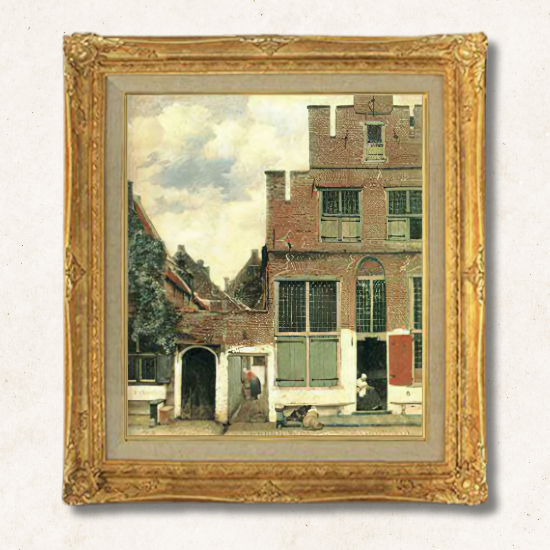 Johannes Vermeer - Delft's Alley  F10 | Premium Hand-Painted Oil Painting - Commodore Club Art