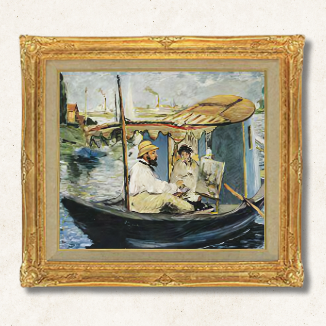 Edouard Manet - Monet in his Studio Boat  F10 | Premium Hand-Painted Oil Painting - Commodore Club Art