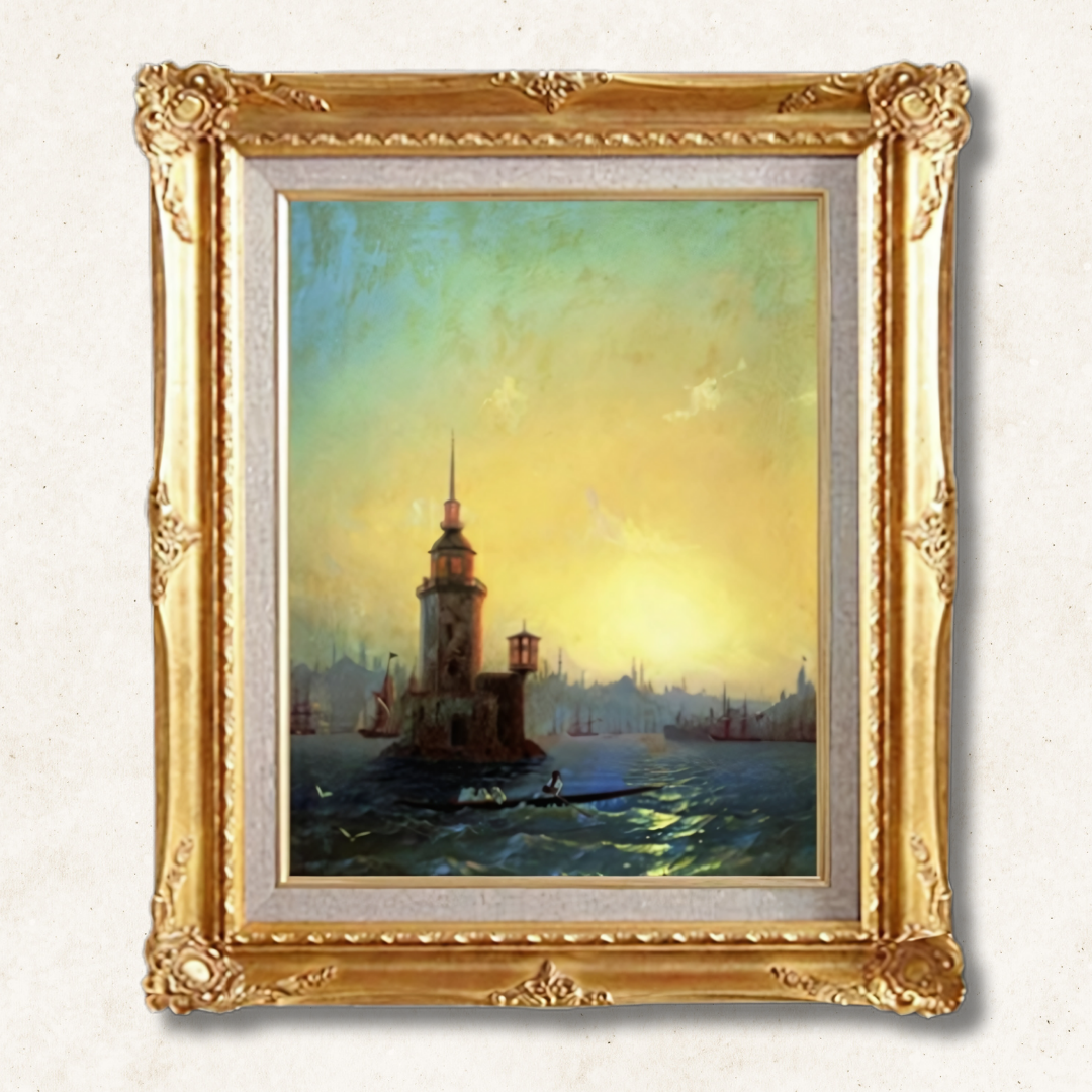 Ivan Aivazovsky - View of the Leander Tower in Constantinople  F6 | Premium Hand-Painted Oil Painting - Commodore Club Art