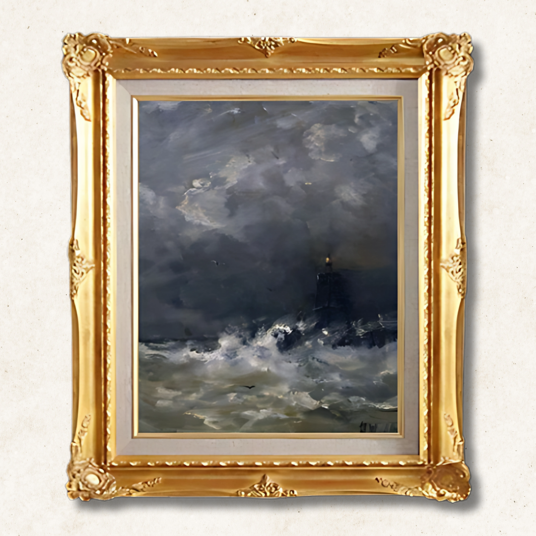 Messdah - Lighthouse in Breaking Waves  F6 | Gallery-Quality Hand-Painted Oil Painting