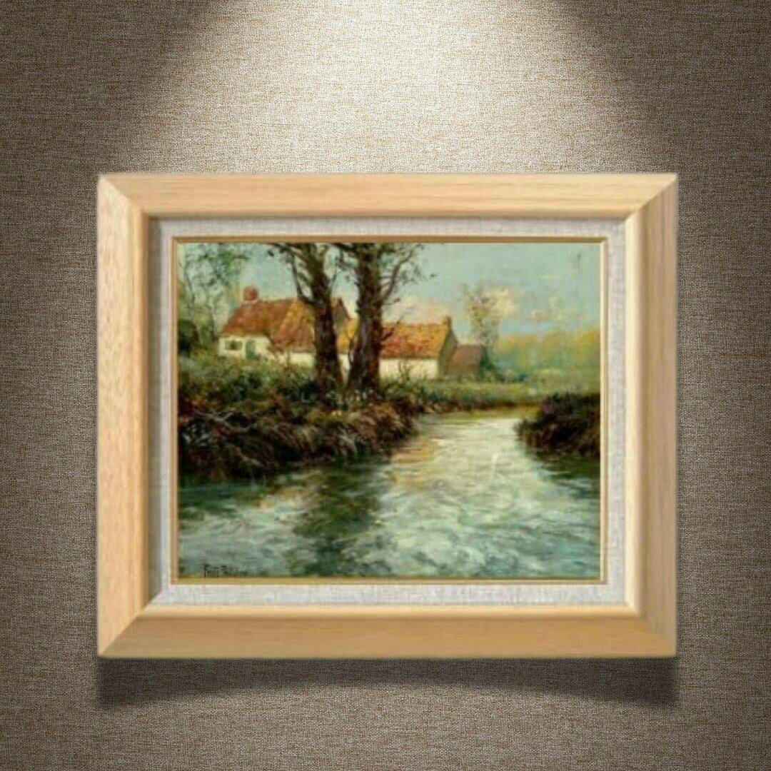 Frits Thaulow |  House by yhe Water's Edge  F6 -  | High-Quality Oil Painting.