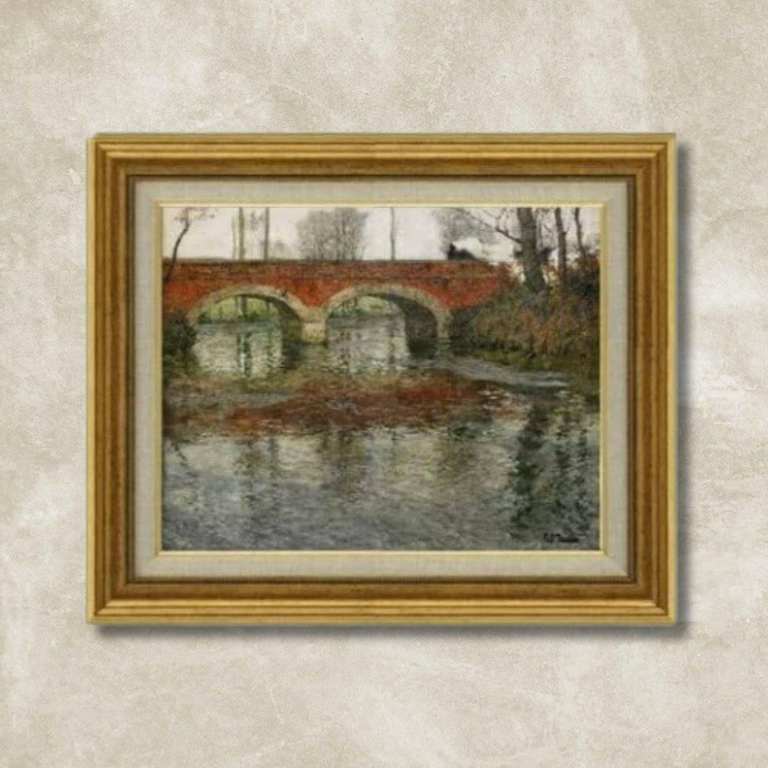 Frits Thaulow | French River Landscape with a Stone Bridge F6 -  | High-Quality Oil Painting.