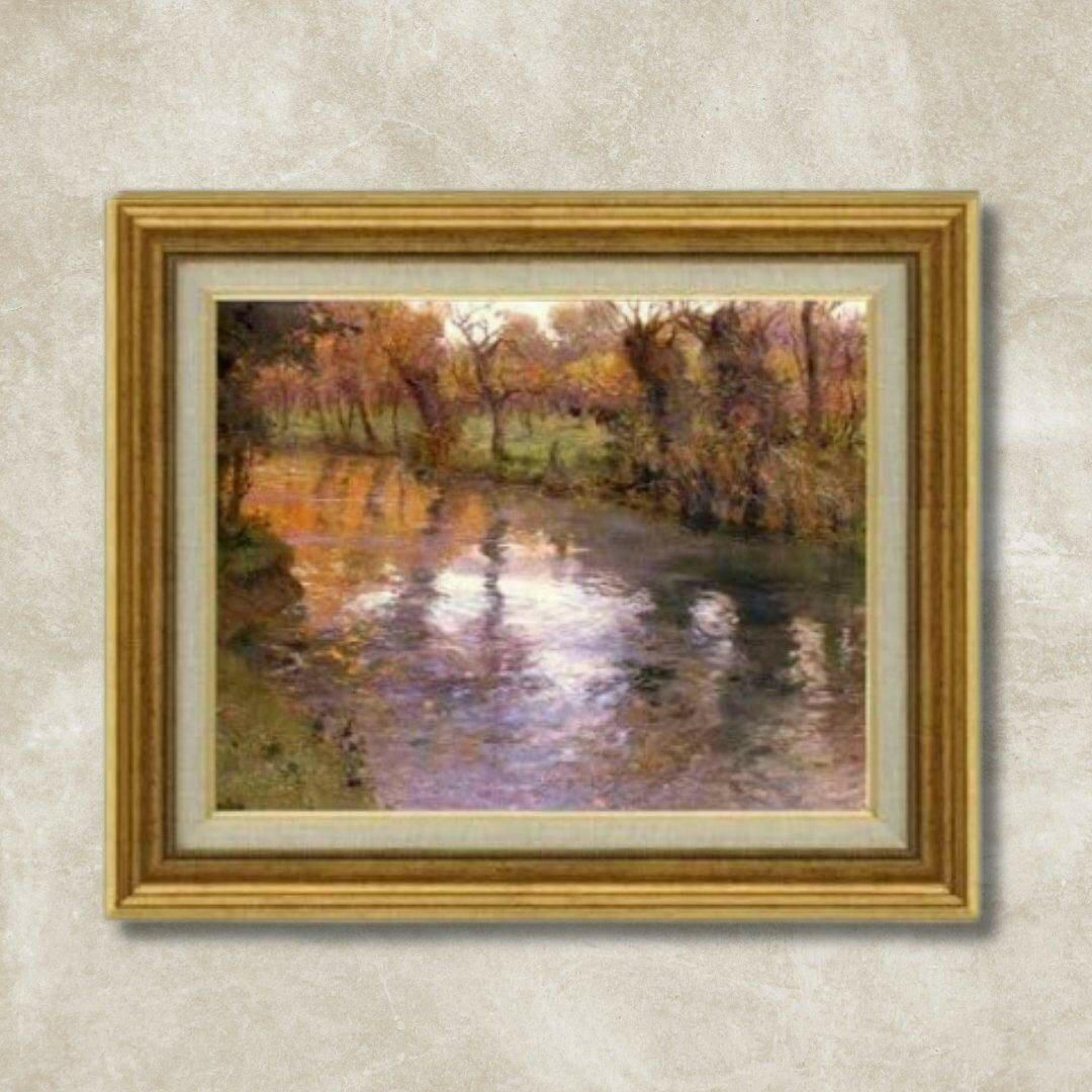 Frits Thaulow | Orchard on the banks of the river  F6  Wall Art - Hand-painted oil painting -  | High-Quality Oil Painting.