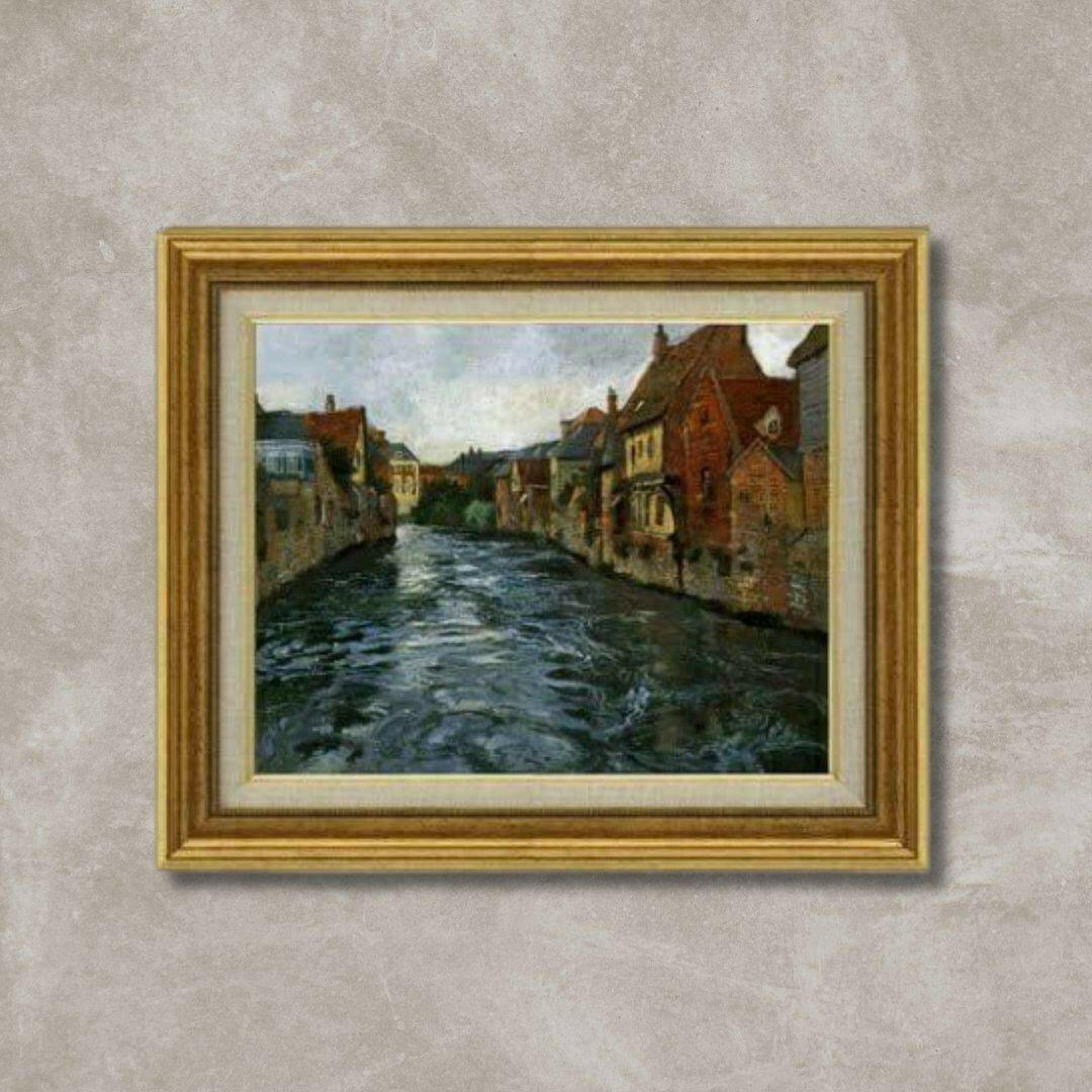 Frits Thaulow | Riverside, View of Abbeville F6  Wall Art - Hand-painted oil painting -  | High-Quality Oil Painting.