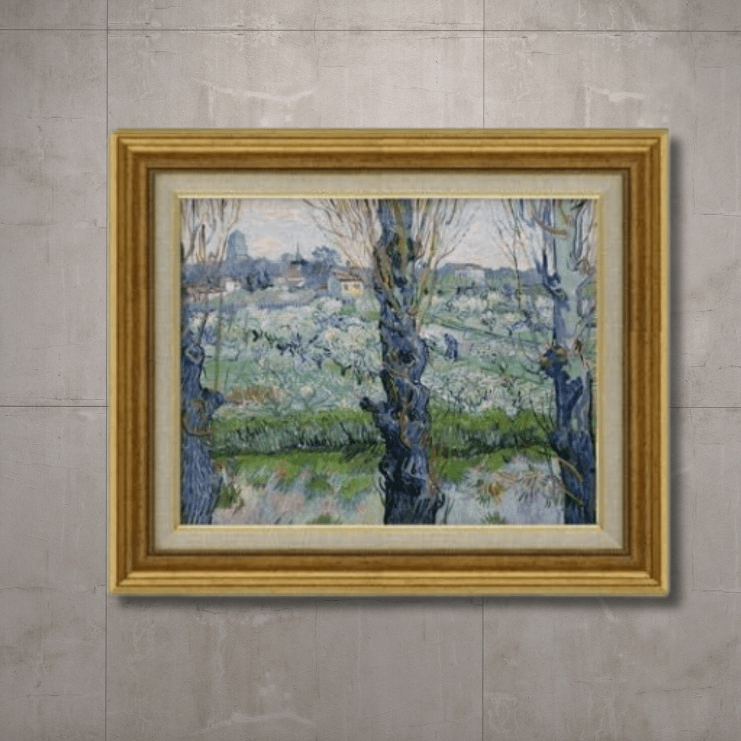 Vincent van Gogh  |  Orchard in Blossom with View of Arles   F6 -  | High-Quality Oil Painting.