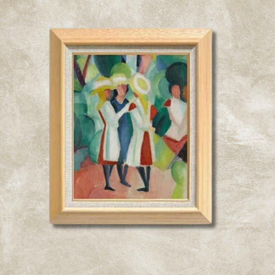 August Macke | Three girls in yellow straw hats I  F6 Wall Art - Hand-painted oil painting -  | High-Quality Oil Painting.