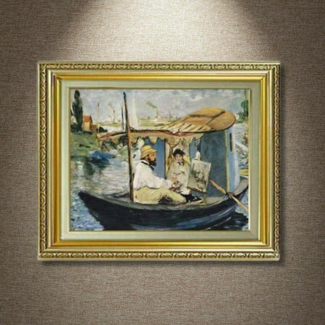 Édouard Manet | Monet in his Studio Boat F6 Wall Art - Hand-painted oil painting -  | High-Quality Oil Painting.