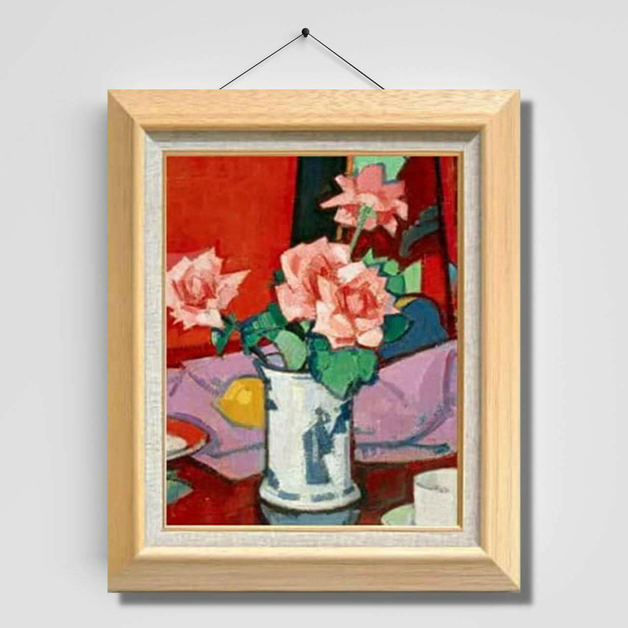 Samuel Peploe | Pink Roses, Chinese Vase    F6 -  | High-Quality Oil Painting.