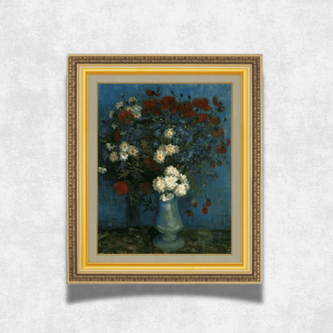 Vincent van Gogh | Vase with Cornflowers and Poppies  F6 -  | High-Quality Oil Painting.