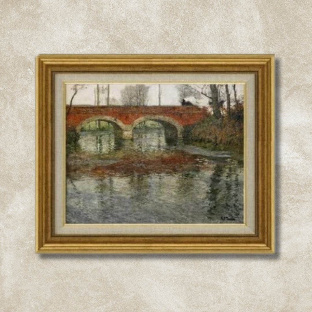 Frits Thaulow | French River Landscape with a Stone Bridge F6 - Commodore Club