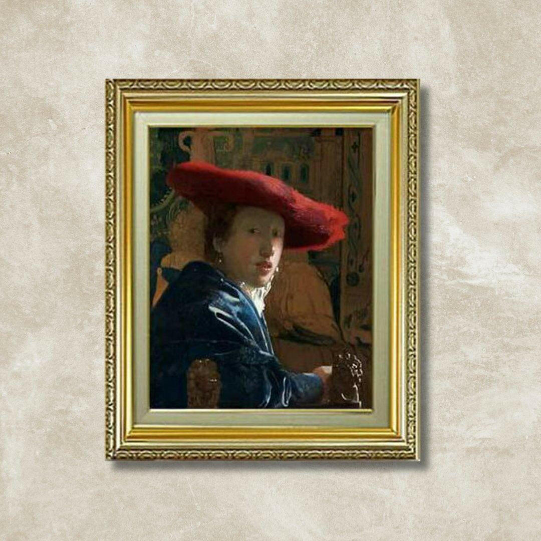 Johannes Vermeer | Girl with a Red Hat  F6 Wall Art - Hand-painted oil painting -  | High-Quality Oil Painting.