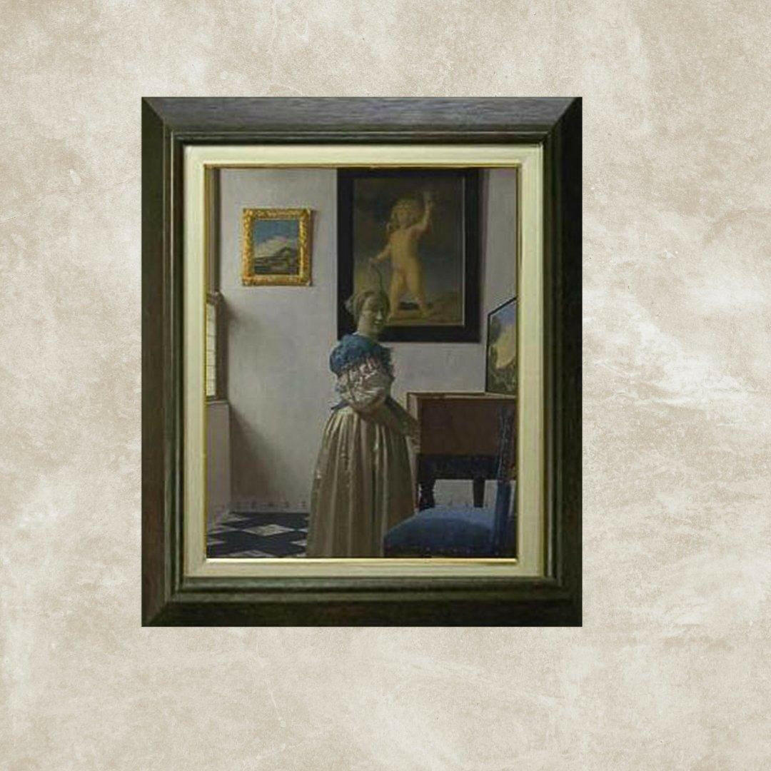 Johannes Vermeer | Lady Standing at a Virginal F6 Wall Art - Hand-painted oil painting -  | High-Quality Oil Painting.