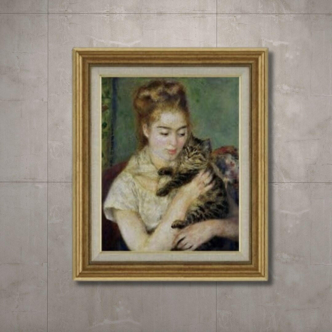 Pierre-Auguste Renoir |  Girl with a Cat  F6 -  | High-Quality Oil Painting.