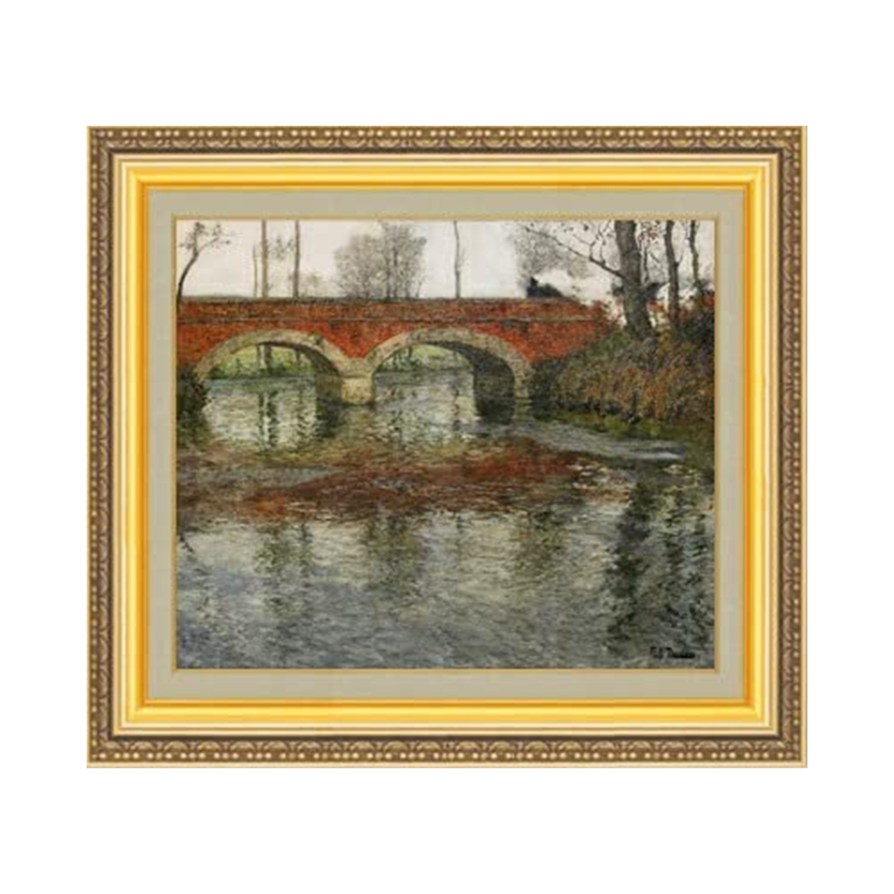 Frits Thaulow | French River Landscape with a Stone Bridge F8 - Commo Art 風景画 　