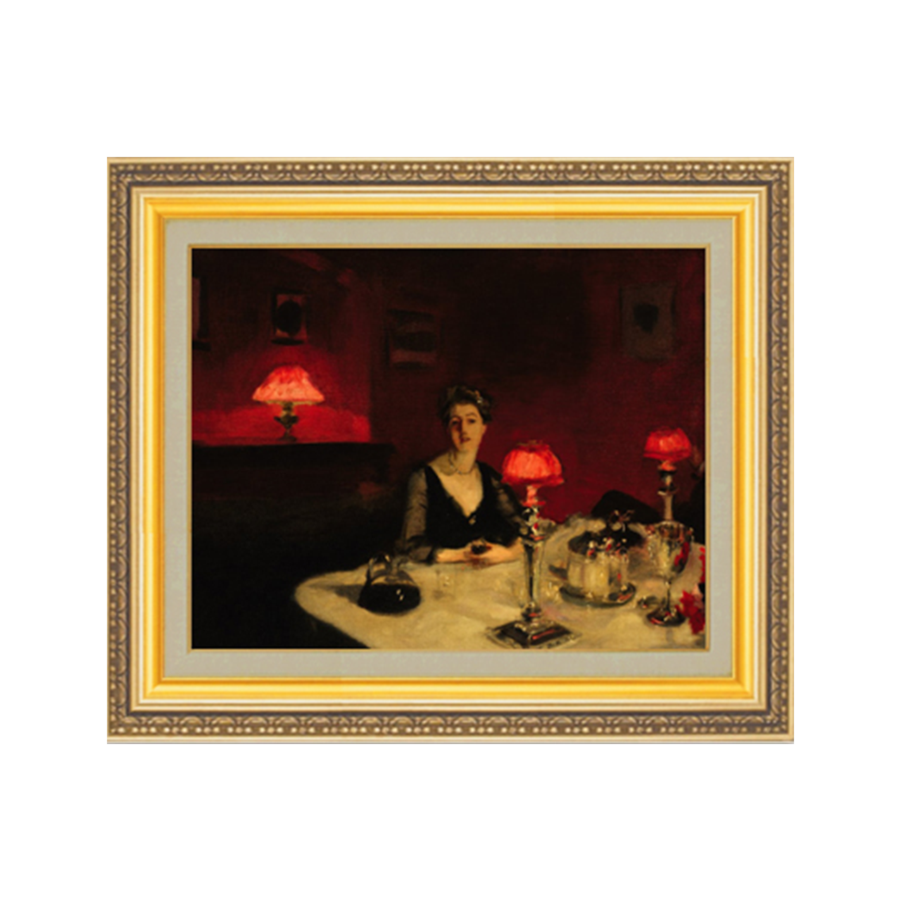 John Singer Sargent | Le verre de porto (A Dinner Table at Night) F6 - Commo Art 人物画 　